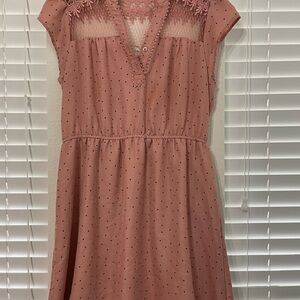Elegant Lace-Accented Blush Mini Dress